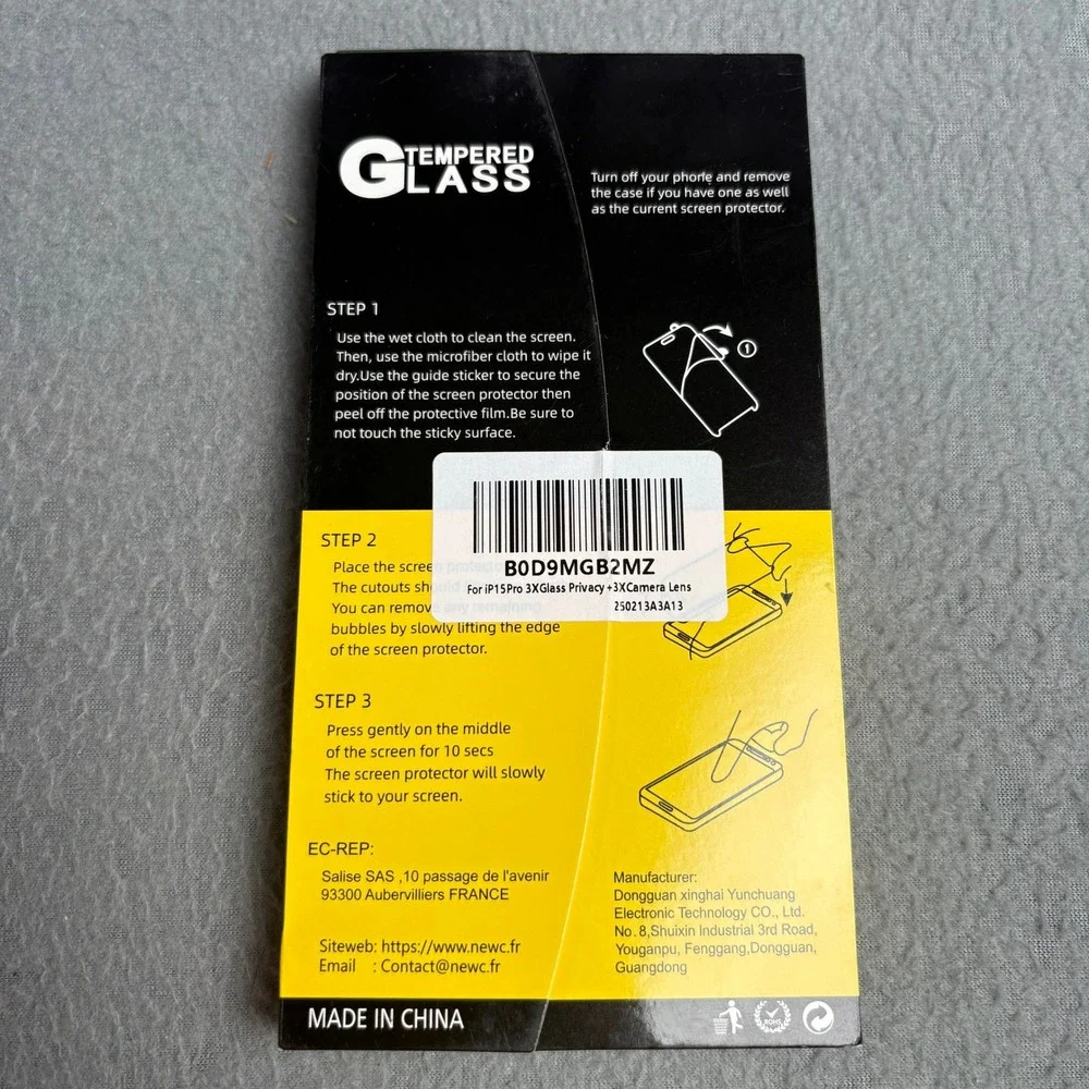 NEW'C iPhone 15 Pro Privacy Screen Protector 3 Pack with 3 Camera Lens Protector